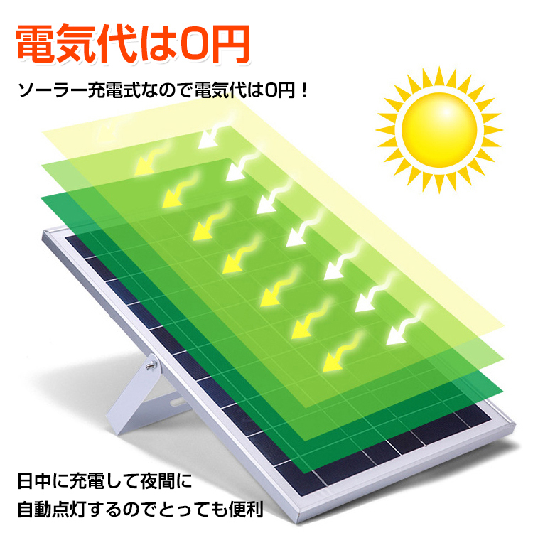 外灯 LED ソーラー 街灯 ガーデンライト ソーラー充電 駐車場 防犯 投光器 配線不要 200W相当 夜間自動点灯 リモコン付き 防水仕様 sl064_画像6