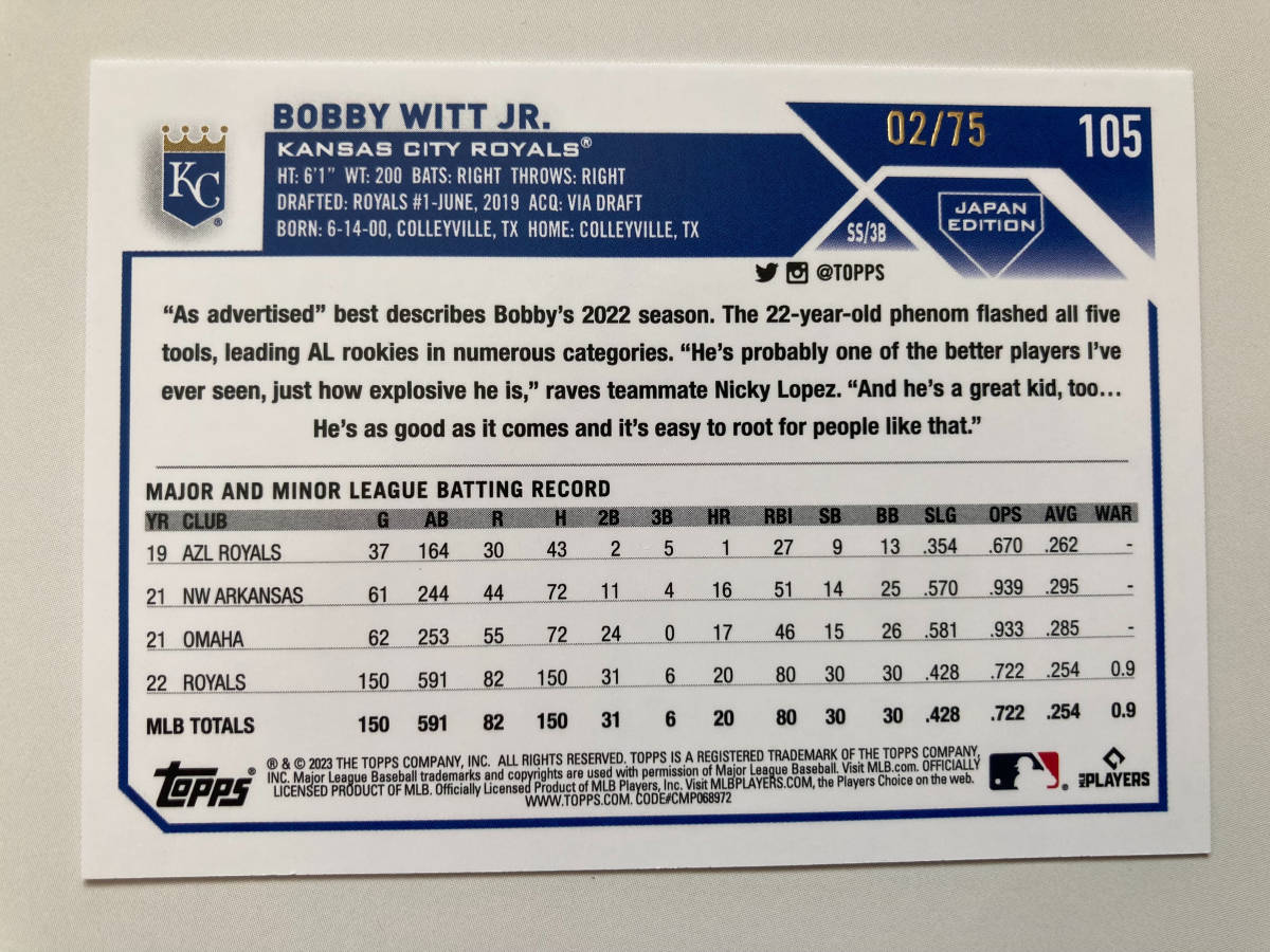 2023 Topps MLB ボビー・ウィットJr.選手 カード一式_画像5