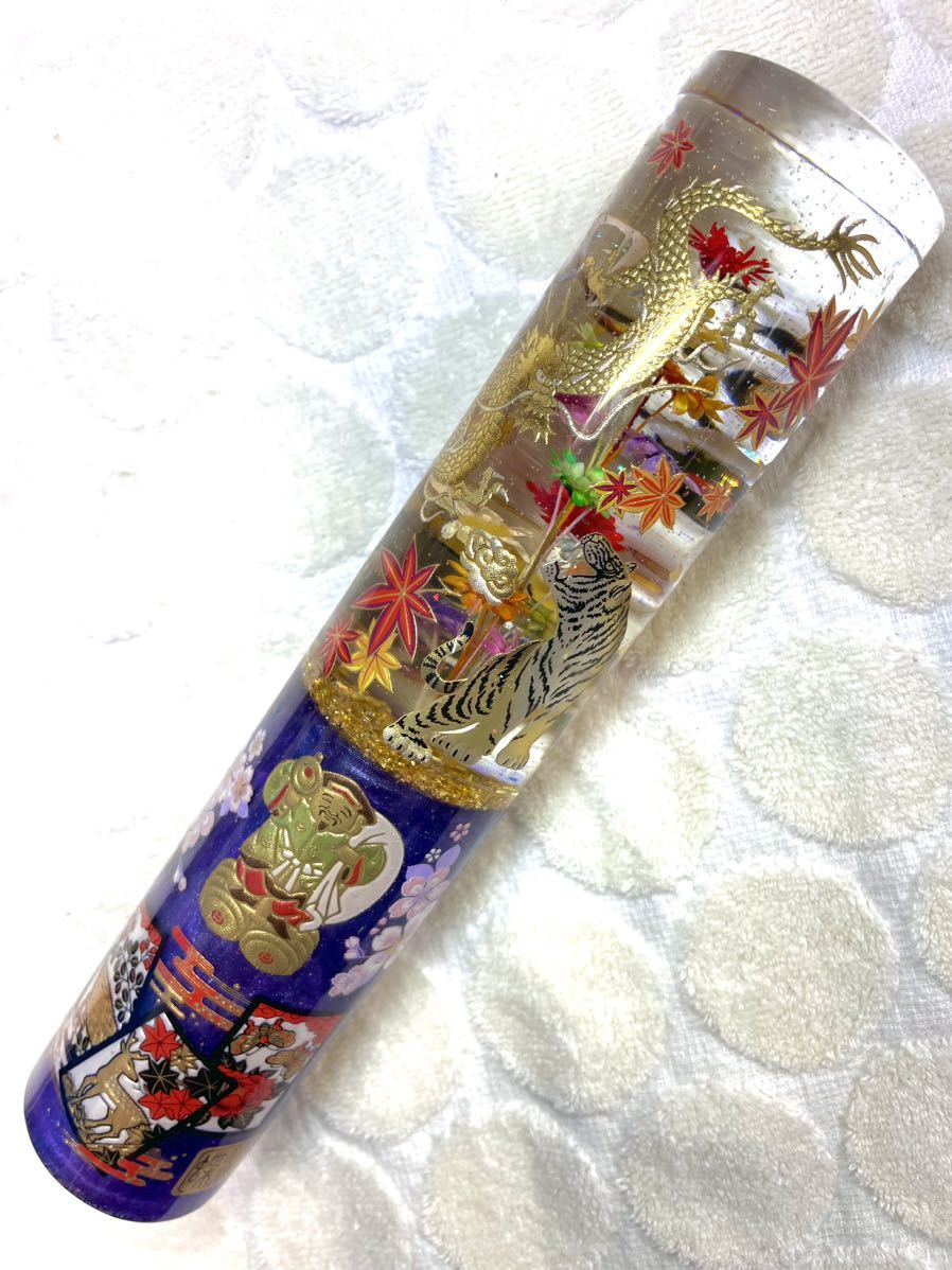 水中花 シフトノブ 鯉 龍 虎 風神雷神 花札 和柄 203mm/直径41mm ワンオフ デコトラ トラック野郎 カスタム 旧車 _画像3