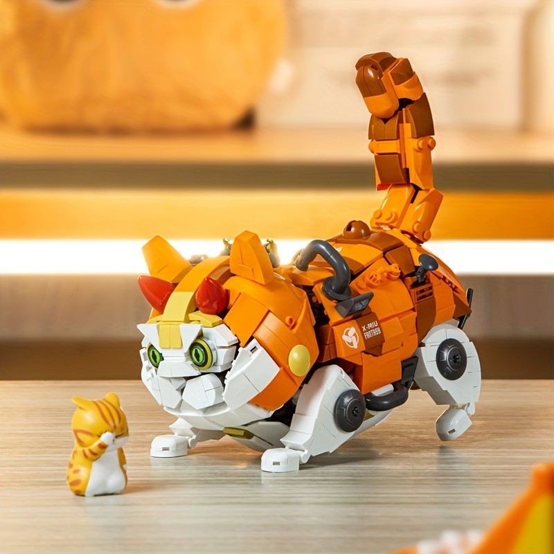 【送料無料】ビルディングブロック粒子組み立て機械式猫オレンジ王子教育玩具モデルギ
