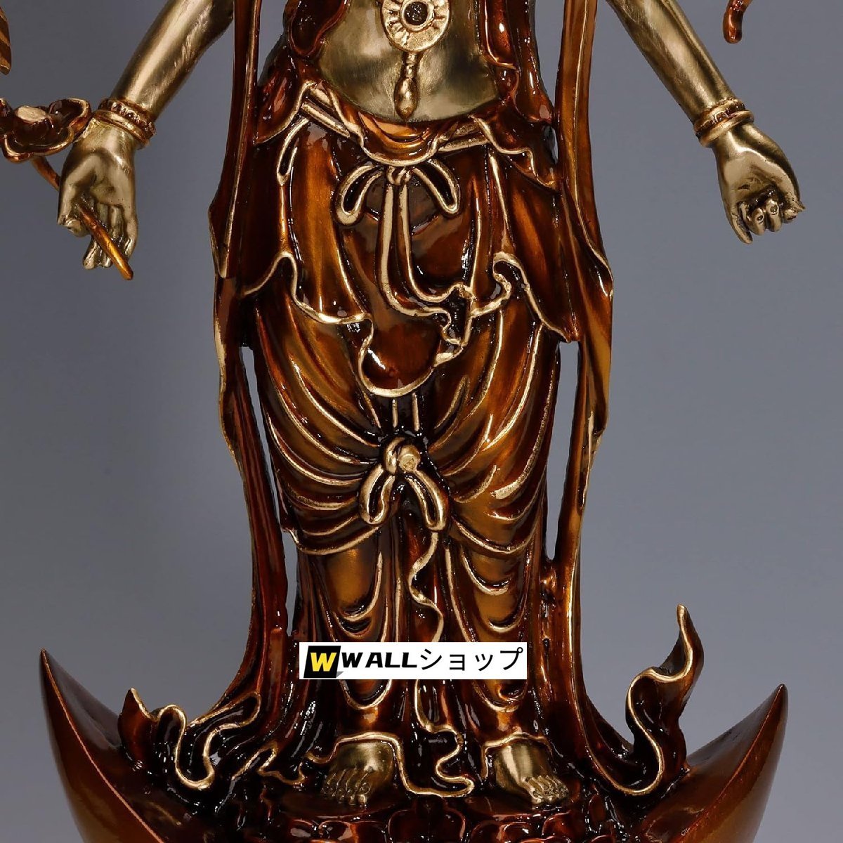 仏像【摩利支天立像】 真鍮製 （総高56cm、幅23cm、奥行き14cm） 守護神 仏像 フィギュア 諸天神 銅器_画像6