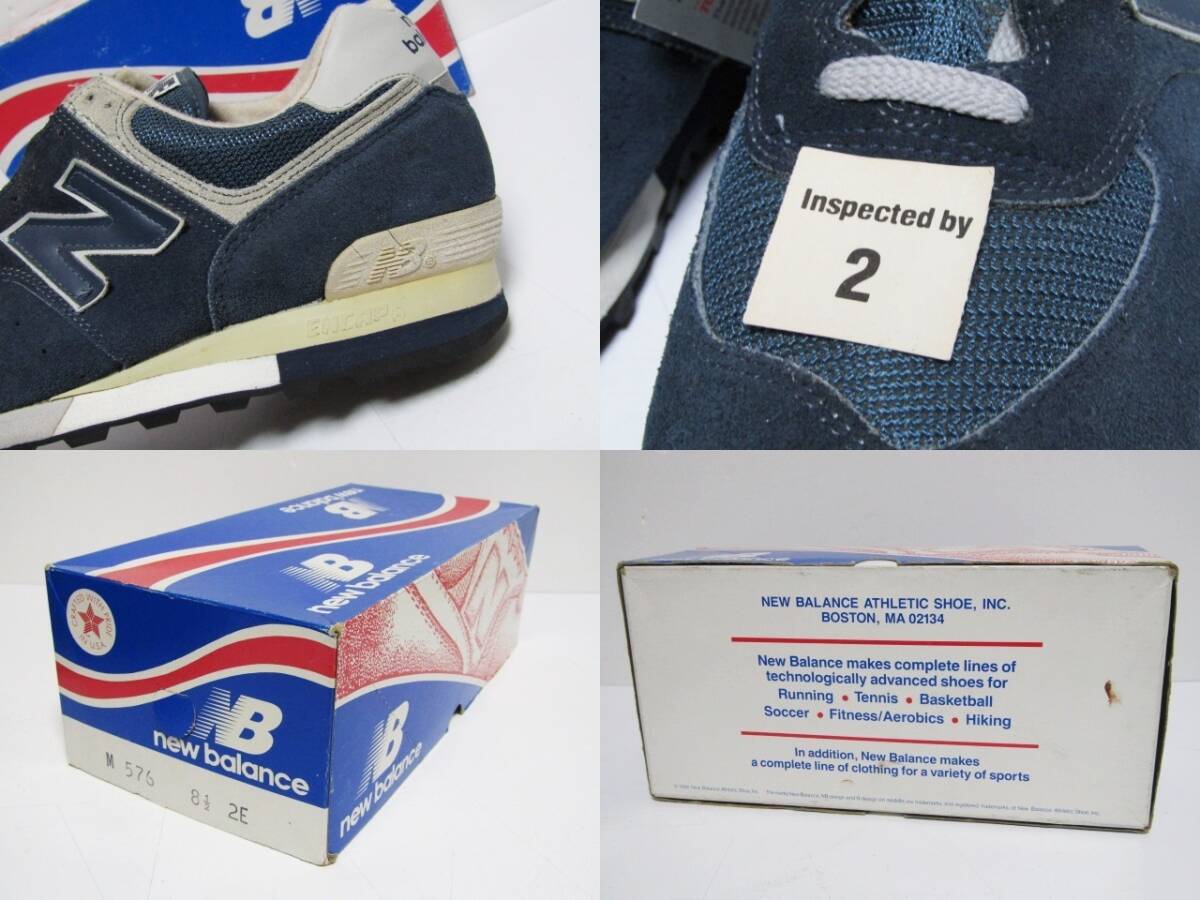 1988年製 Made in USA NEW BALANCE M576 ORIGINAL NAVY OG US8.5 2E ニューバランス オリジナル ビンテージ デッド 80s 当時 青箱 1300_画像9