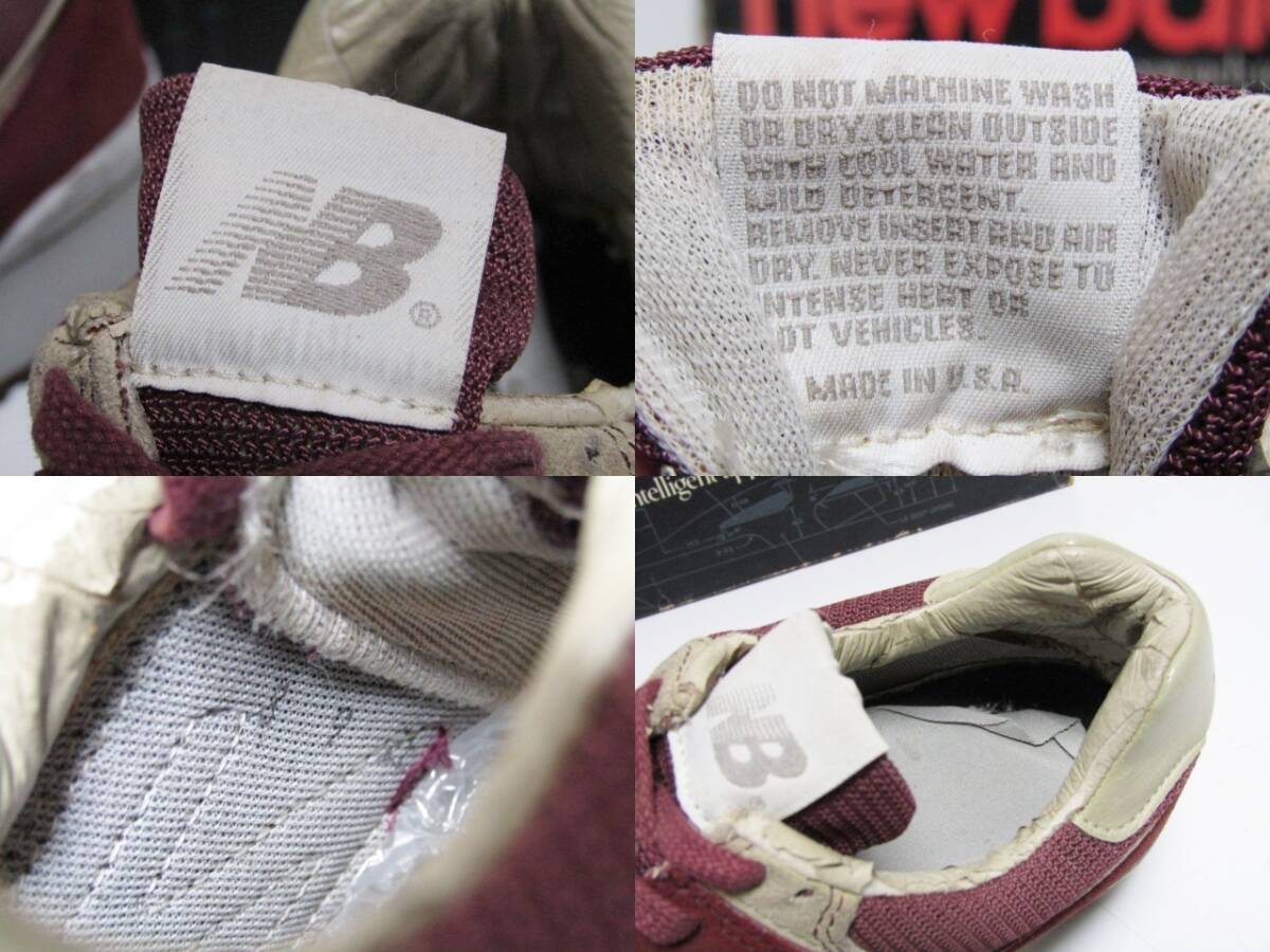 1988年製 Made in USA NEW BALANCE M576 ORIGINAL WINE BURAGUNDY OG US9 2E ニューバランス オリジナル ビンテージ 80s 当時 青箱 1300の画像7