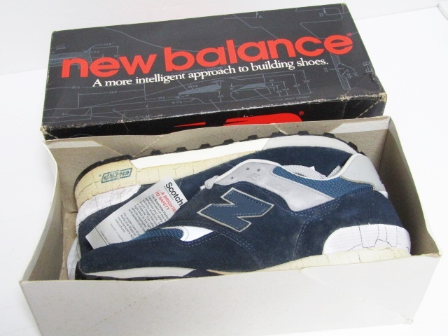 1990年製 Made in USA NEW BALANCE M577 ORIGINAL NAVY OG US9.5 2E ニューバランス オリジナル ビンテージ ネイビー 加水 デッド 当時_画像1