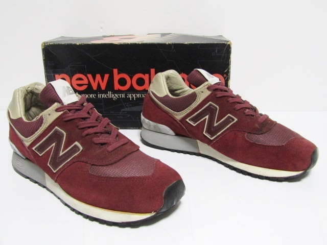 1988年製 Made in USA NEW BALANCE M576 ORIGINAL WINE BURAGUNDY OG US9 2E ニューバランス オリジナル ビンテージ 80s 当時 青箱 1300の画像2