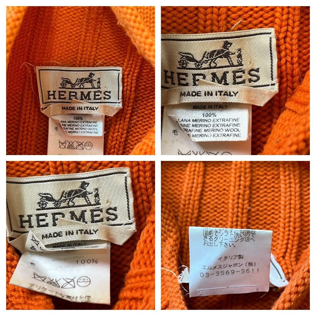 HERMES Extrafine Hermes 100%melino шерсть extra штраф ребристый Hermes orange вязаный свитер размер M