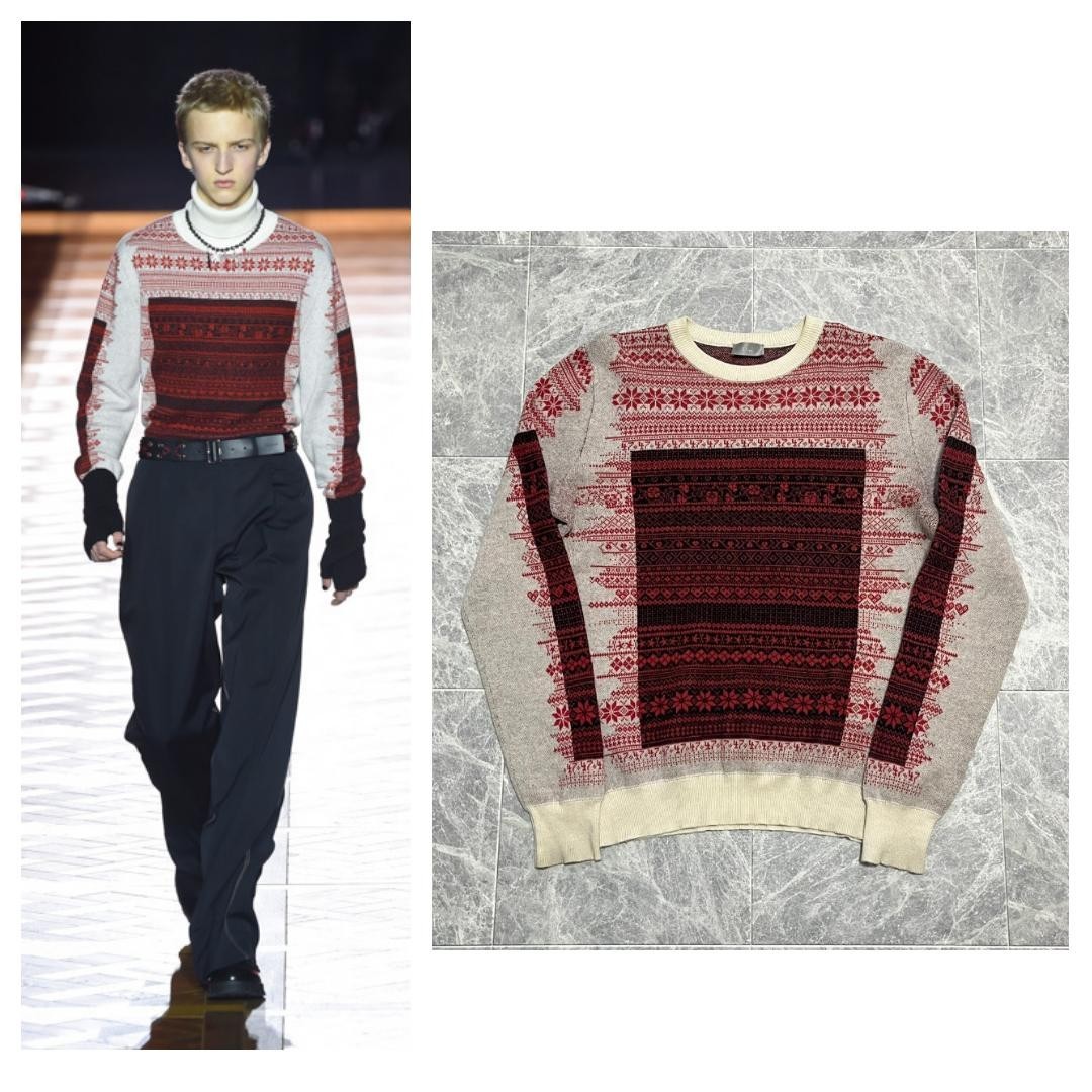 DIOR HOMME 2016AW ディオールオム クリスヴァンアッシュ コレクション ランウェイ カシミヤ ウール ノルディック柄 47　ニット セーター S_画像1