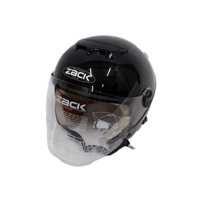 バイク ヘルメット ユニセックス 58～59㎝ ジェットヘルメット ZACK ZJ-2 ( ブラック ) インナーシールド 洗える内装_画像1