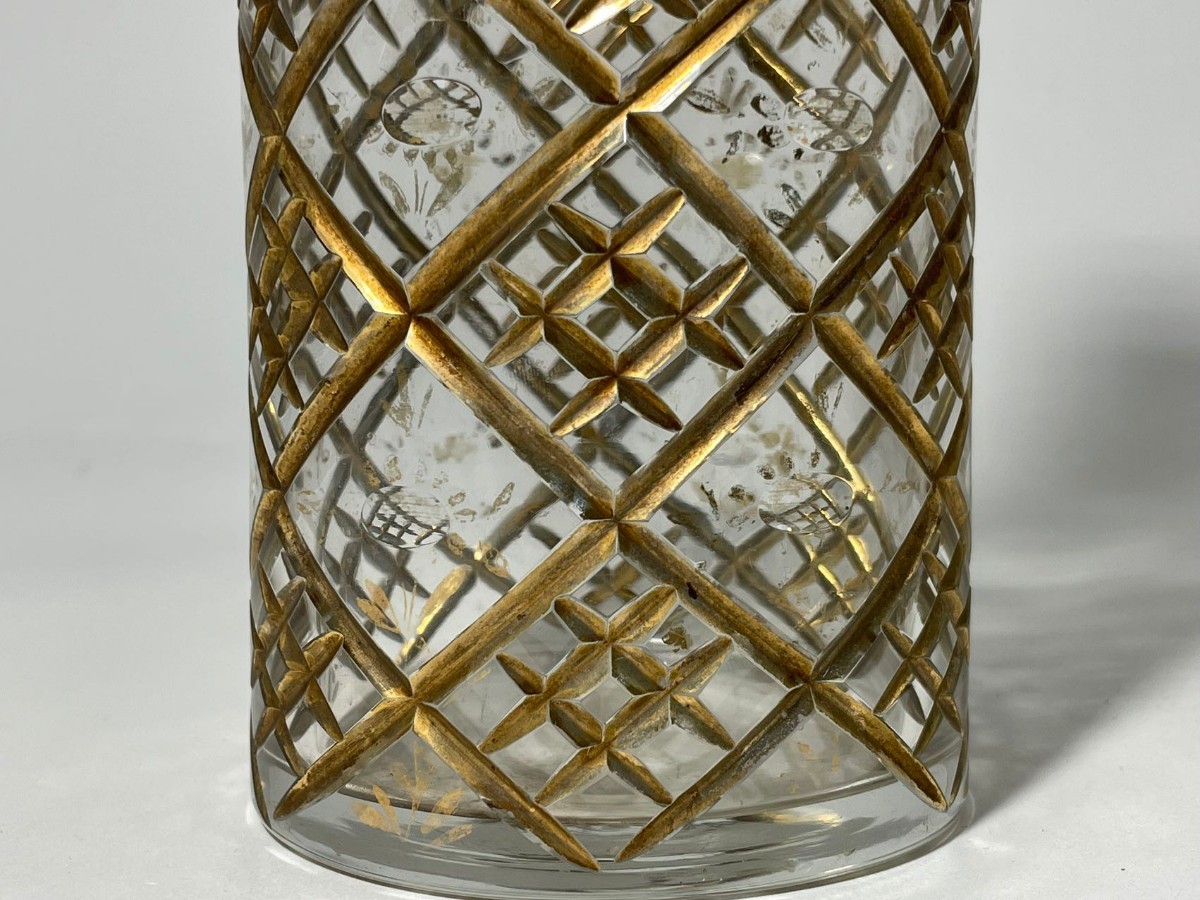 AS508 西洋美術　オールドバカラ　切子ガラス　金彩切子　デキャンタ　アンティーク　19世紀　H23.5cm_画像5