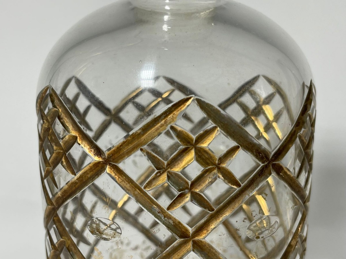 AS508 西洋美術　オールドバカラ　切子ガラス　金彩切子　デキャンタ　アンティーク　19世紀　H23.5cm_画像4