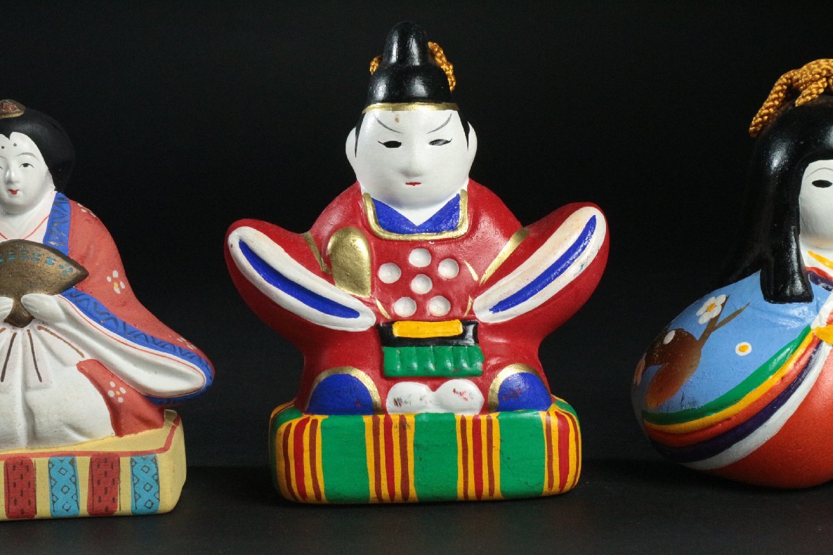 . earth toy doll hinaningyo parent ..2 collection ceramics . earth bell .. tradition industrial arts manners and customs doll ornament 