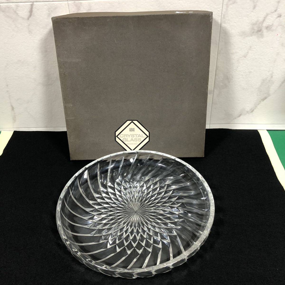 保谷クリスタル HOYA CRYSTAL glass 飾り皿 プレート 食器 インテリア 大皿 保谷 クリスタル ガラス皿_画像1