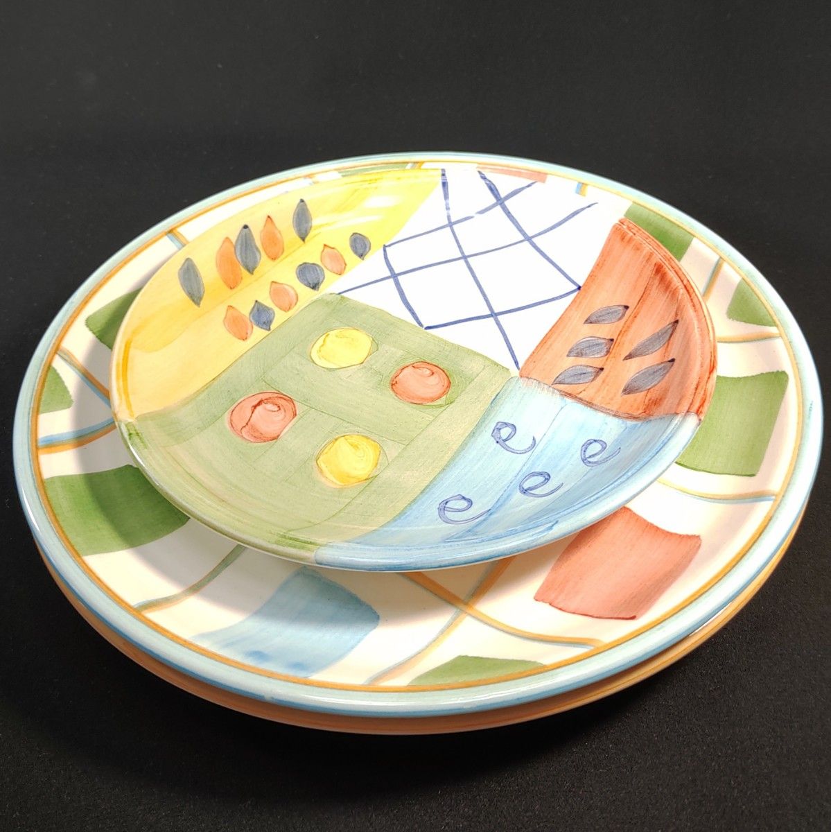 まとめ売り　皿3枚　25cm　2枚　19.5cm　1枚　平皿　ワンプレート　盛皿　ランチプレート　洋菓子　食器　雛祭り　