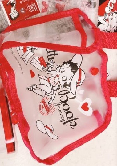 最後の1個です★　ベティちゃん　BETTY BOOP 　ベティ・ブープ　赤色　ポーチ　限定　フラットポーチ　バッグ　エコバッグ　レッド　取っ手_画像1