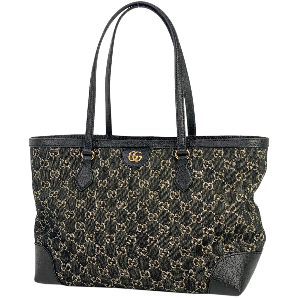 グッチ GUCCI オフィディア GG ミディアム ジャガードデニム ショルダーバッグ トートバッグ デニム ブラック 631685 レディース 【中古】