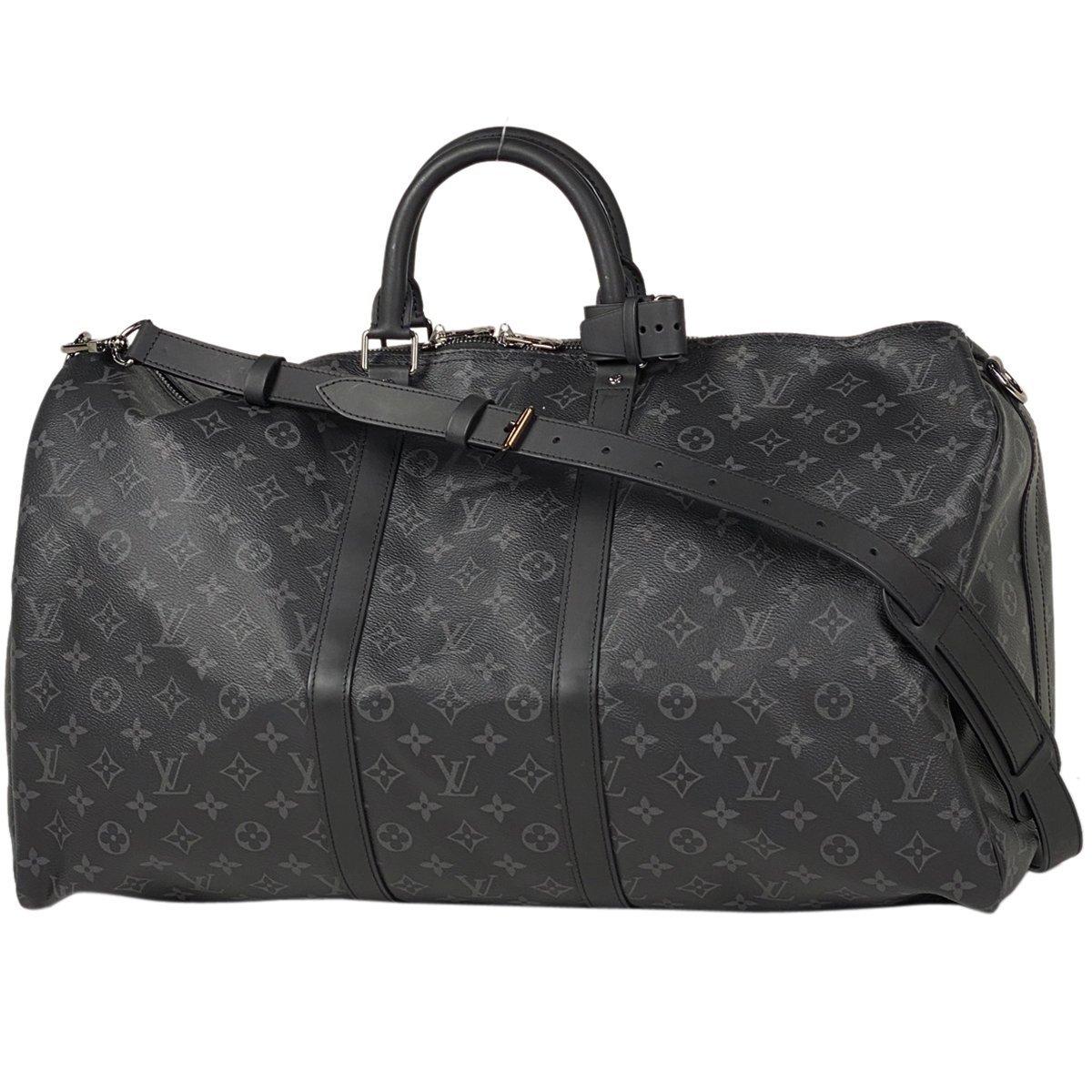 ルイ・ヴィトン Louis Vuitton キーポル バンドリエール 55 2WAY ショルダー ボストン モノグラムエクリプス ブラック M40605 メンズ 中古_バイセル 14176_1