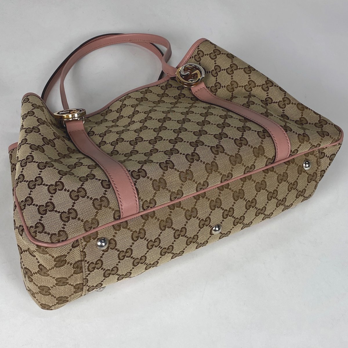 グッチ GUCCI GG柄 トートバッグ 肩掛け GGツインズ トートバッグ GGキャンバス ベージュ ピンク 232957 レディース 【中古】_バイセル 14171_2