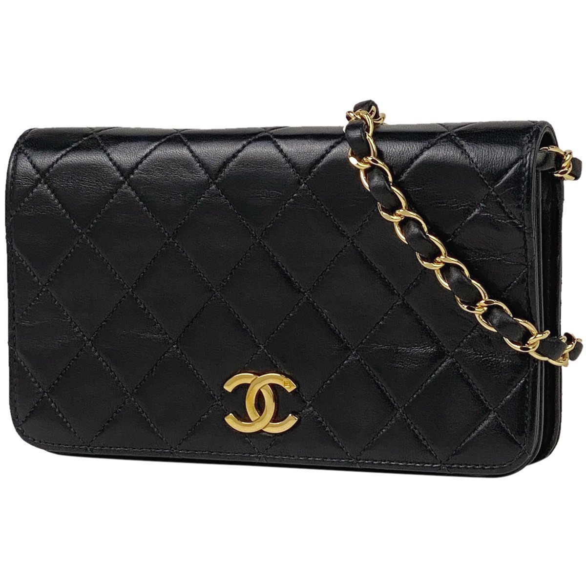 【在庫一掃】 シャネル CHANEL ココマーク チェーン ショルダーバッグ マトラッセ プッシュロック レザー ブラック レディース 【中古】