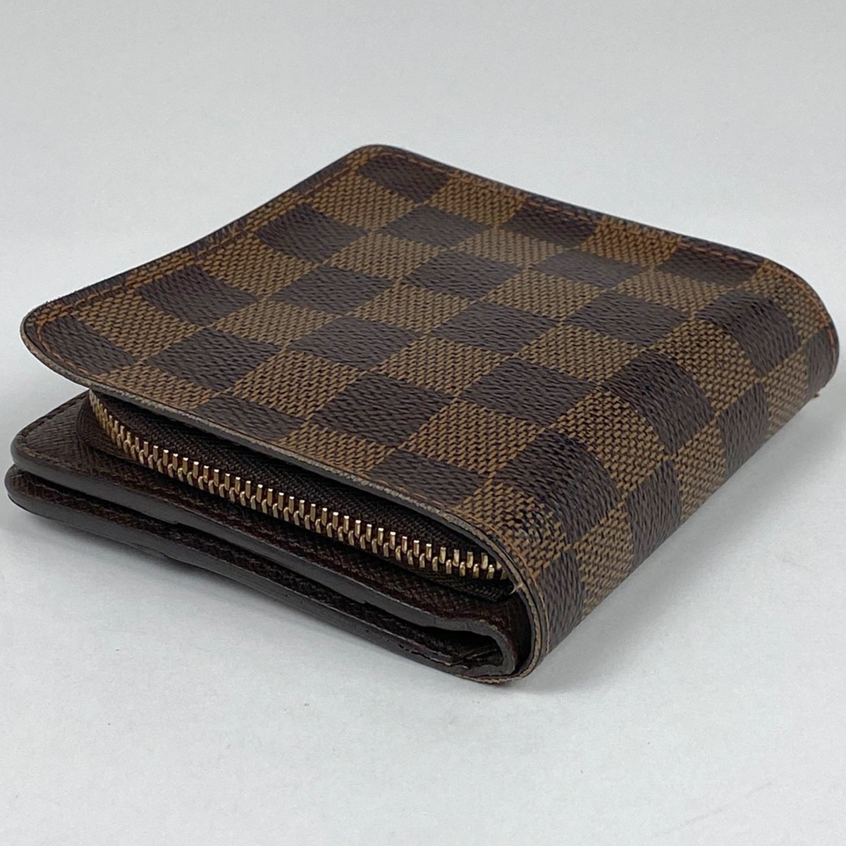 ルイ・ヴィトン Louis Vuitton コンパクトジップ 札入れ 小銭入れ 二つ折り財布 ダミエ ブラウン N61668 レディース 【中古】_バイセル 14183_2