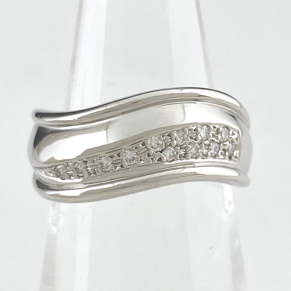 メレダイヤ デザイン リング プラチナ 指輪 リング 11.5号 Pt900 ダイヤモンド レディース 【中古】