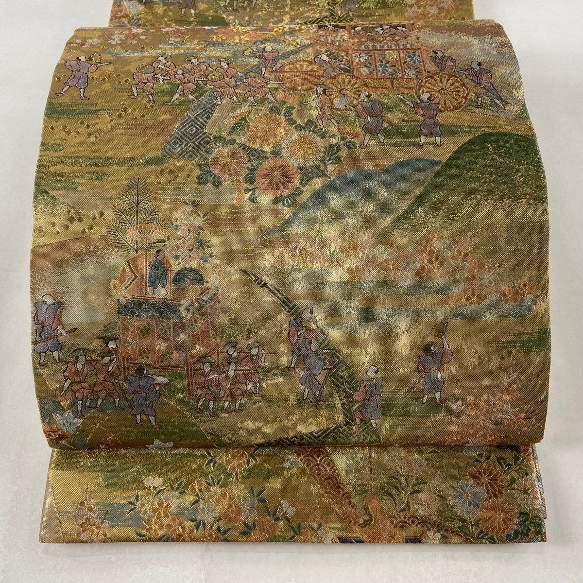 丸帯 美品 逸品 祭風景 山鉾 箔 金色 正絹 【中古】