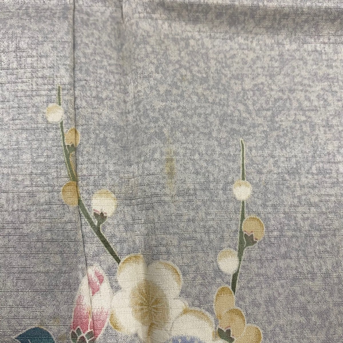 訪問着 身丈158.5cm 裄丈64.5cm M 袷 椿 松 ぼかし 鼠色 正絹 秀品 【中古】_バイセル 14088_5