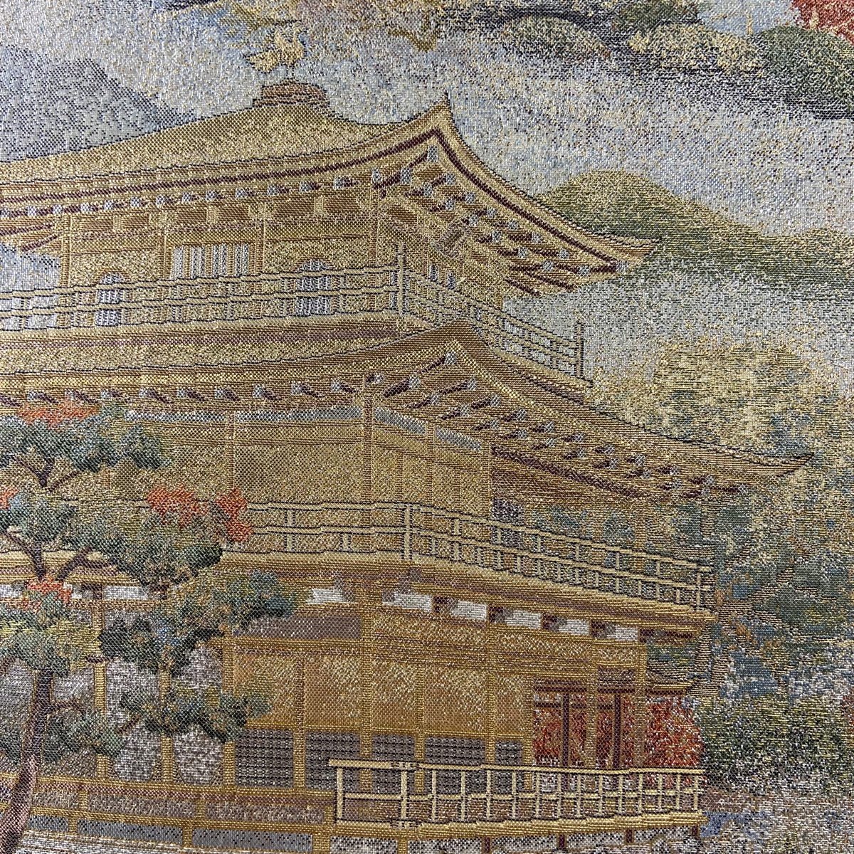 丸帯 美品 逸品 日本紀行 金糸 箔 銀色 全通 正絹 【中古】の画像2