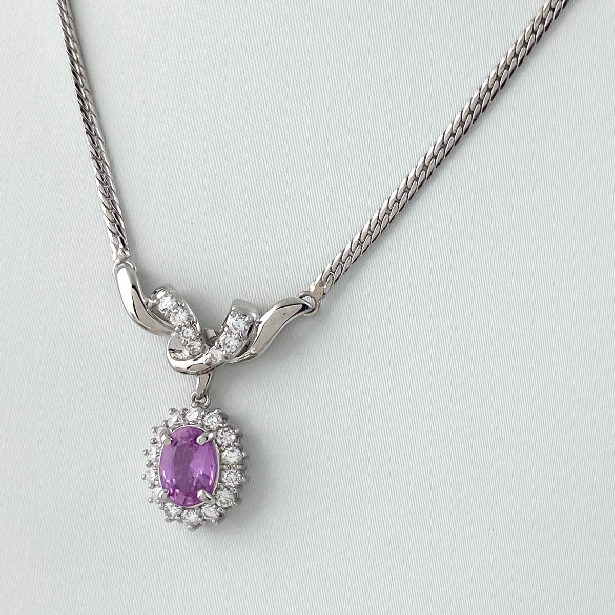 【受注生産品】 41364円 プラチナ デザインネックレス ピンクサファイア サファイア