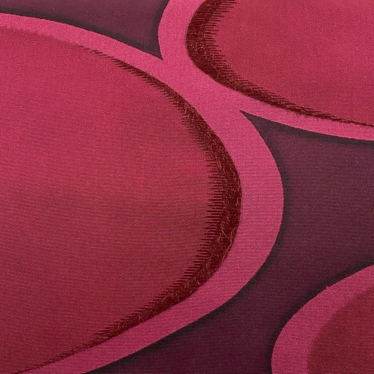 名古屋帯 優品 幾何学模様 刺繍 赤紫 正絹 【中古】_バイセル 14118_2