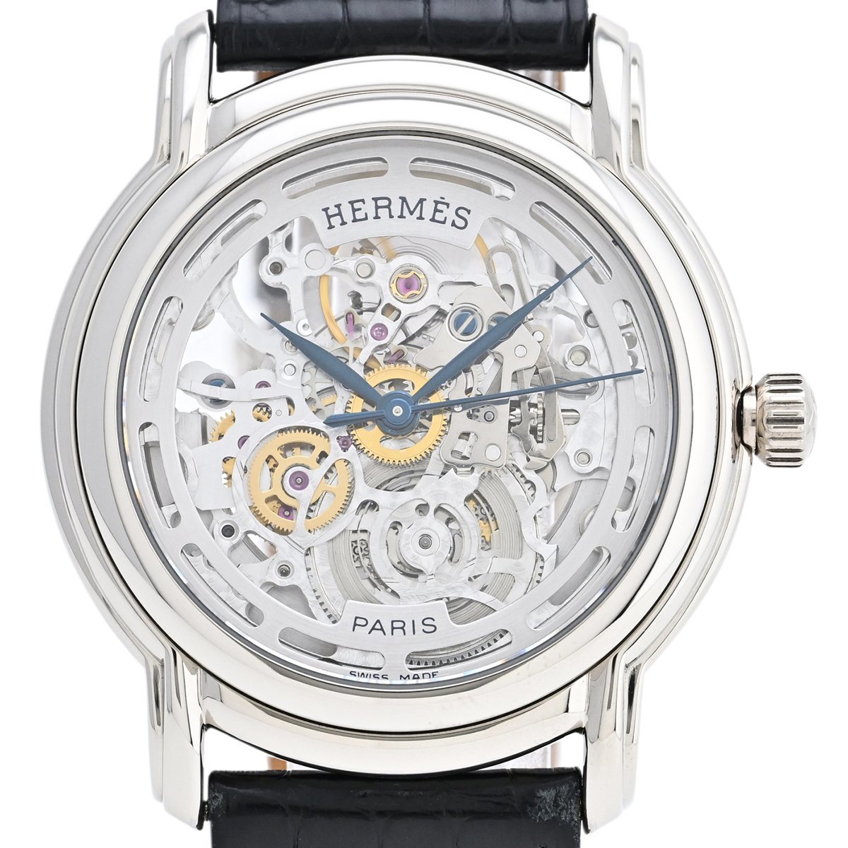 エルメス HERMES セザム スケルトン SM1.790 腕時計 WG レザー 自動巻き メンズ 【中古】