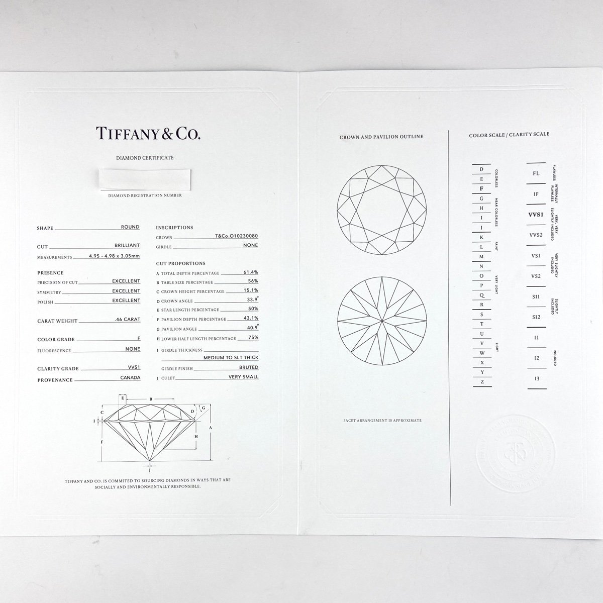 ティファニー TIFFANY&Co. ソリティア リング プラチナ 指輪 メレダイヤ ソリテール リング 4.5号 Pt950 ダイヤモンド レディース 【中古】の画像6