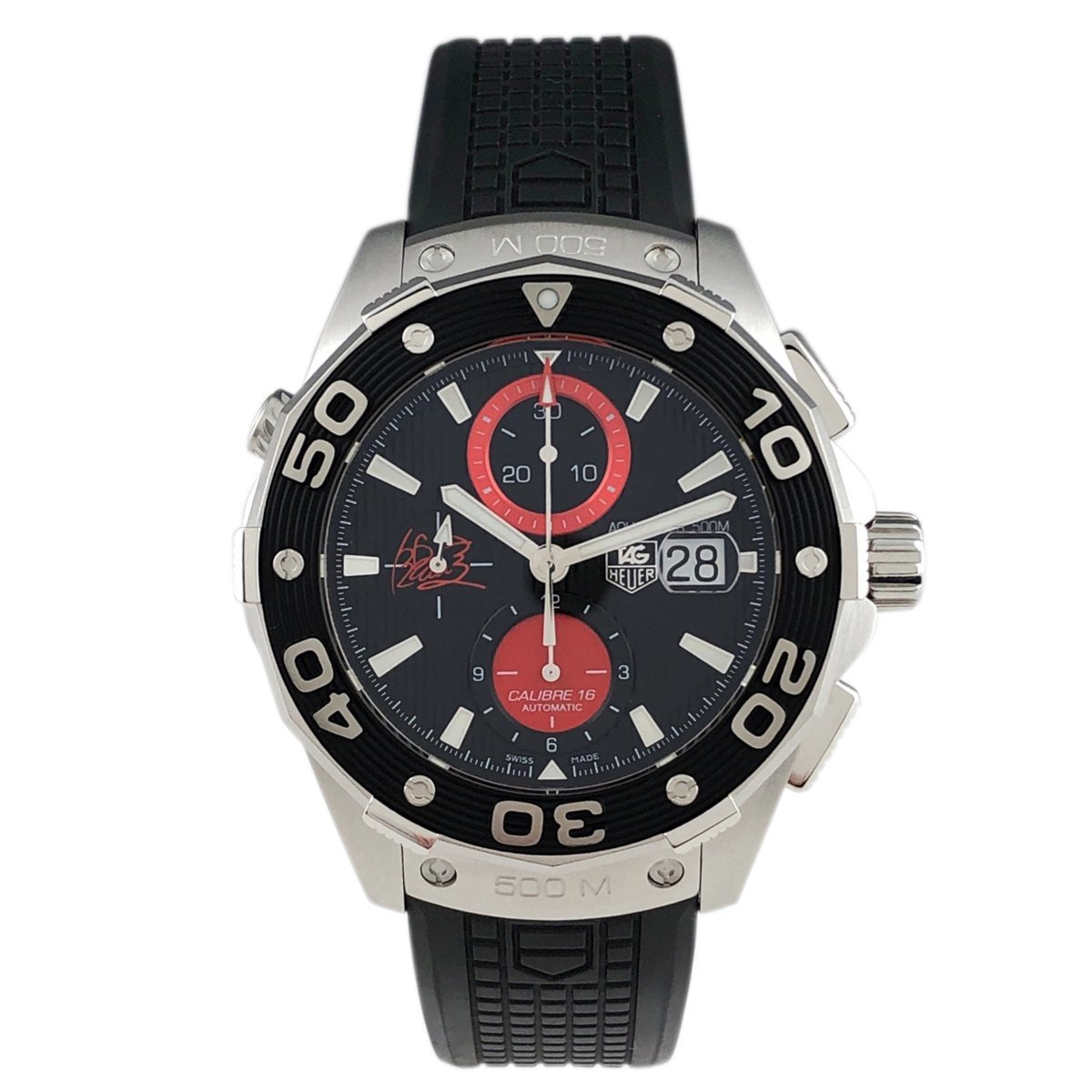  TAG Heuer TAG HEUER Aquaracer kyali bar 16 Air-K. woven . model Japan limitation 300ps.@CAJ2113 wristwatch SS self-winding watch men's [ used ]