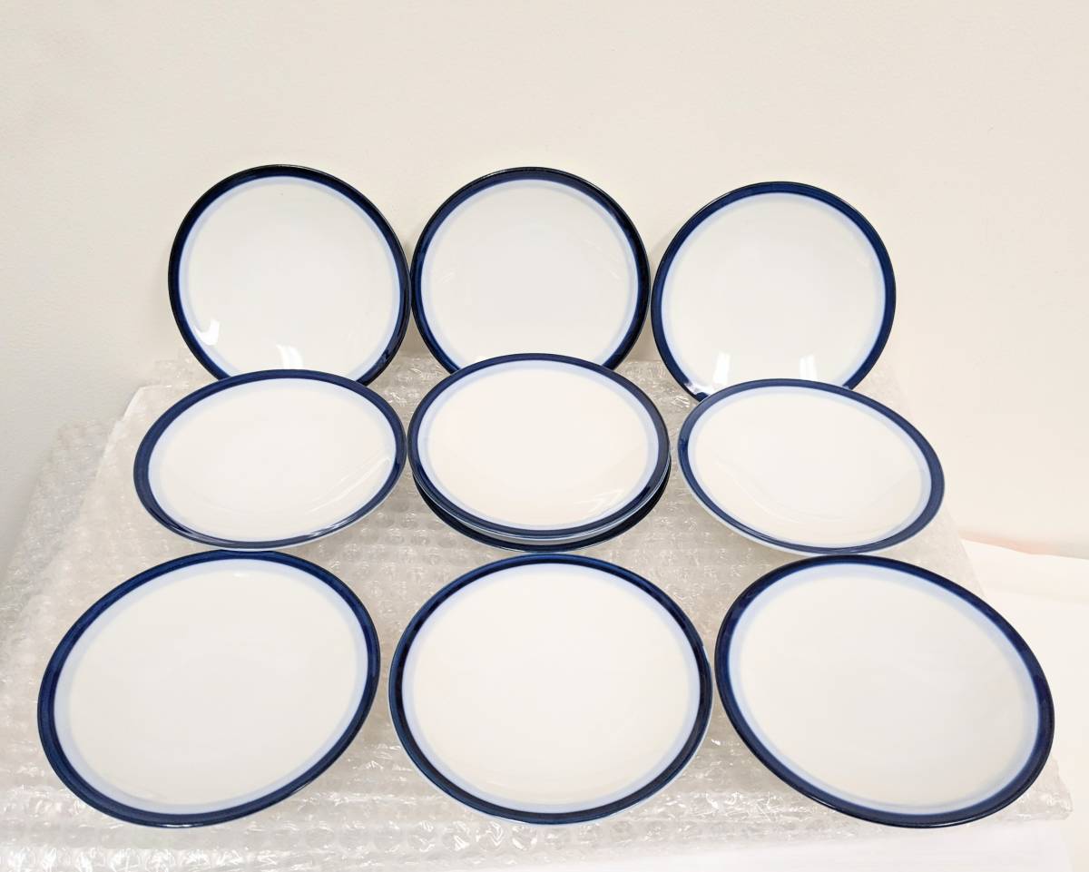昭和レトロ 和食器 醤油皿 １０枚セット 刺身 マグロ 白 藍色 落ち着いた色合い 小皿 前菜 寿司 和風 シンプル コレクション レア_画像5