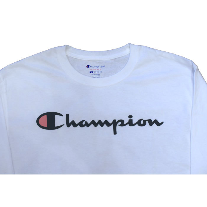 新品 M US限定 Champion Logo Tee White チャンピオン ロゴ 長袖 Tシャツ ホワイト 白_画像2