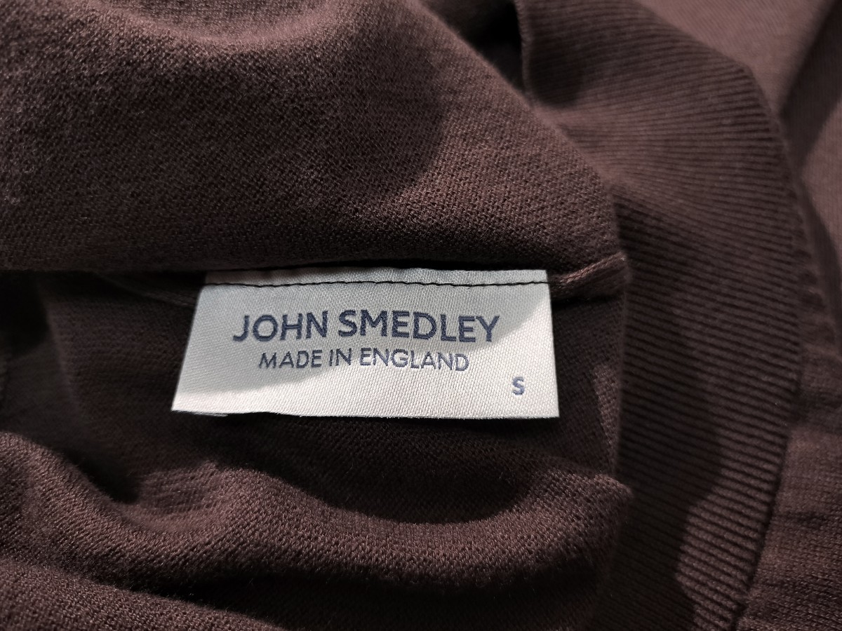  メンズ S ジョンスメドレー 最高級コットン 半袖モックネックシャツ S4627 COFFEE BEAN ダークブラウン JOHN SMEDLEY イギリス製★_画像4