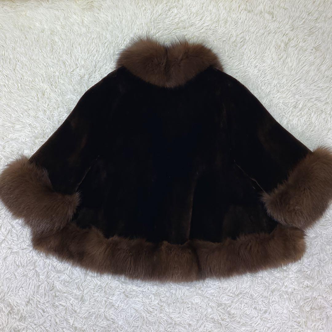 カナダ製　高級　Maple Queen Furs　シェアードミンクファーコート　ケープコート　リアルファー　毛皮　メープルクイーン　ポンチョ_画像5