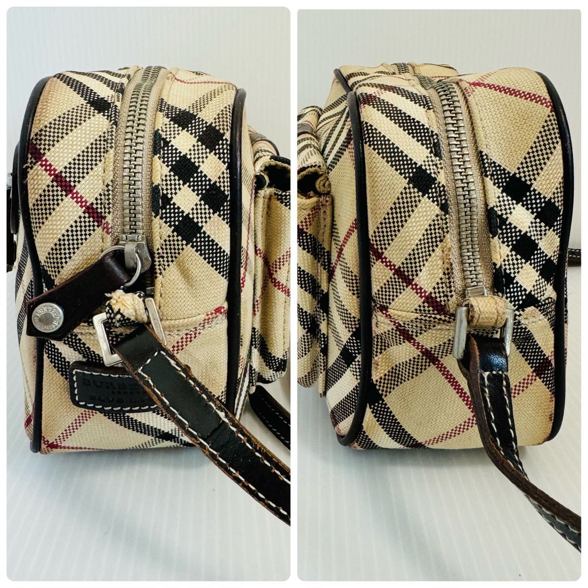 【美品】バーバリーブルーレーベル　キャンバス　ショルダーバッグ　ノバチェック BURBERRY BLUE LABEL ベージュ