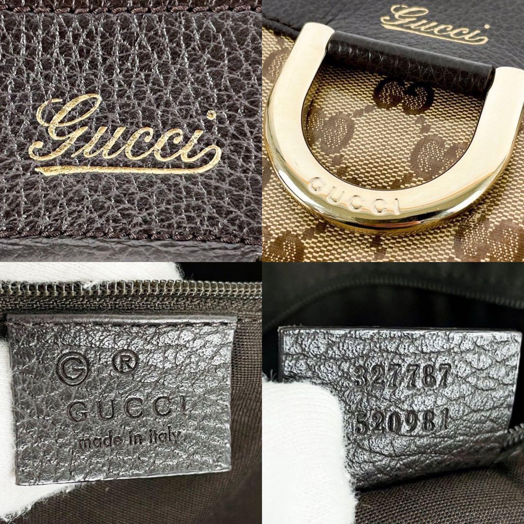 美品・希少モデル GUCCI グッチ ハンドバッグ クリスタル ミニボストン トップハンドル GG アビー ブラウン PVC レザー_画像10