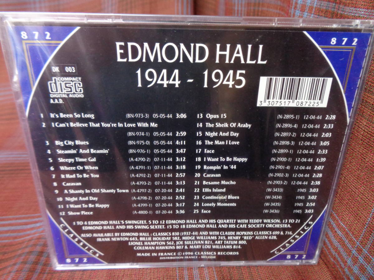 A#3539*◆未開封CD◆ エドモンド・ホール EDMOND HALL 1944-1945 クラリネット CLASSICS 872_画像2