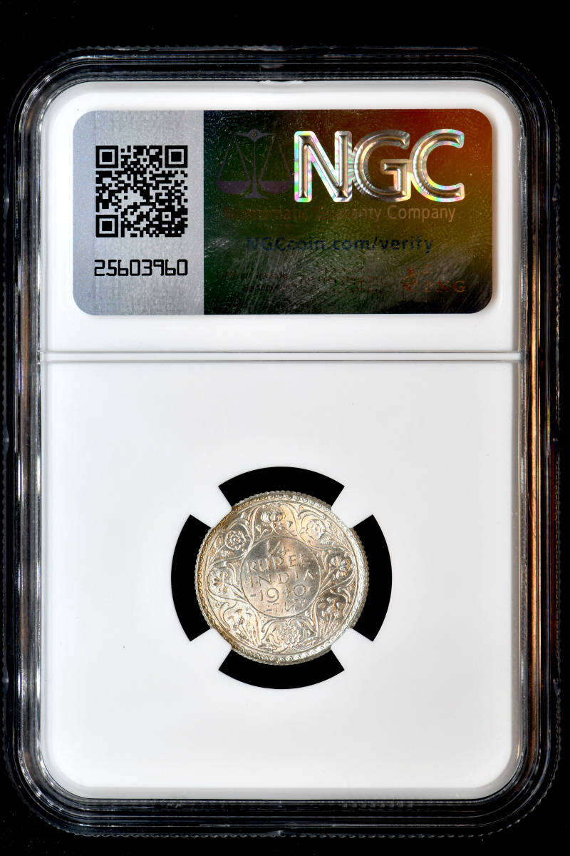 ★金終 【NGC MS63】1940C インド 1/4R銀貨 未使用 世界コイン 古銭 貨幣 硬貨 銀貨 金貨 銅貨【決済期限火曜日】_画像4