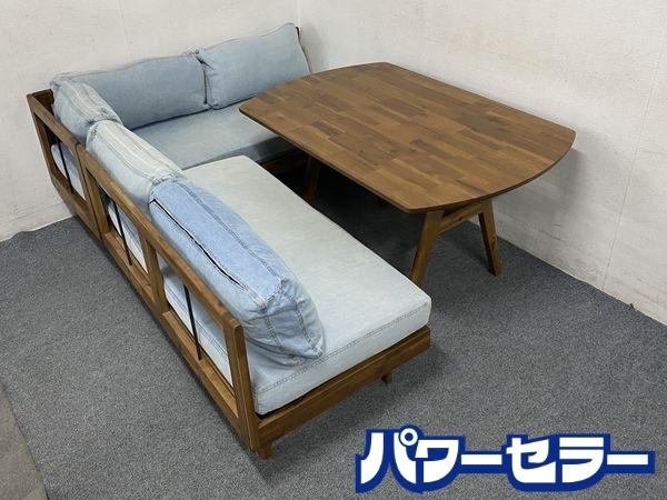 unico/ウニコ ダイニングセット SWELLA スウェラ ダイニング3点セット W1400 L字ベンチソファー 中古家具 店頭引取歓迎 R7949_画像1