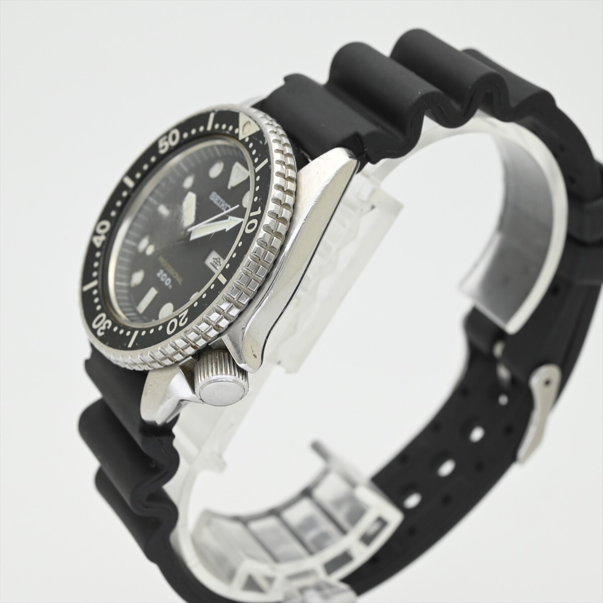 希少 SEIKO/オールドダイバー●1980年製 プロフェッショナル 200m 7C43-6010 クオーツ 電池交換済 黒 ブラック メンズ腕時計 ビンテージ_画像4