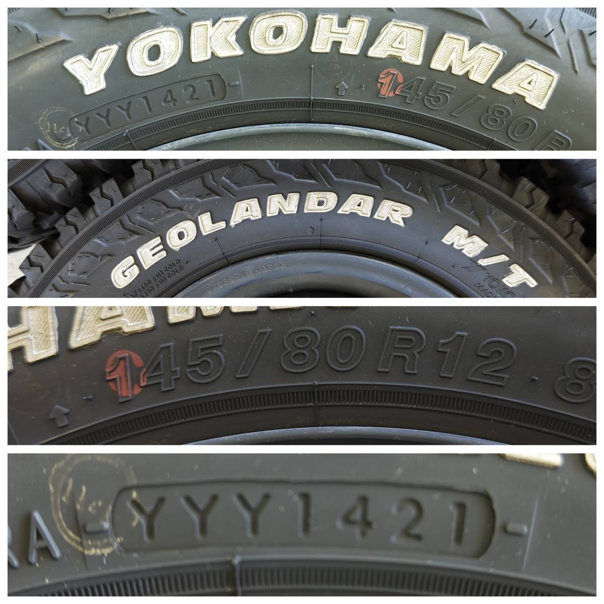 【美品】N-VAN 純正鉄ホイール / YOKOHAMA GEOLANDAR M/T ホワイトレター 145/80R12 ブロックタイヤ 2021年製 4本セット_画像8