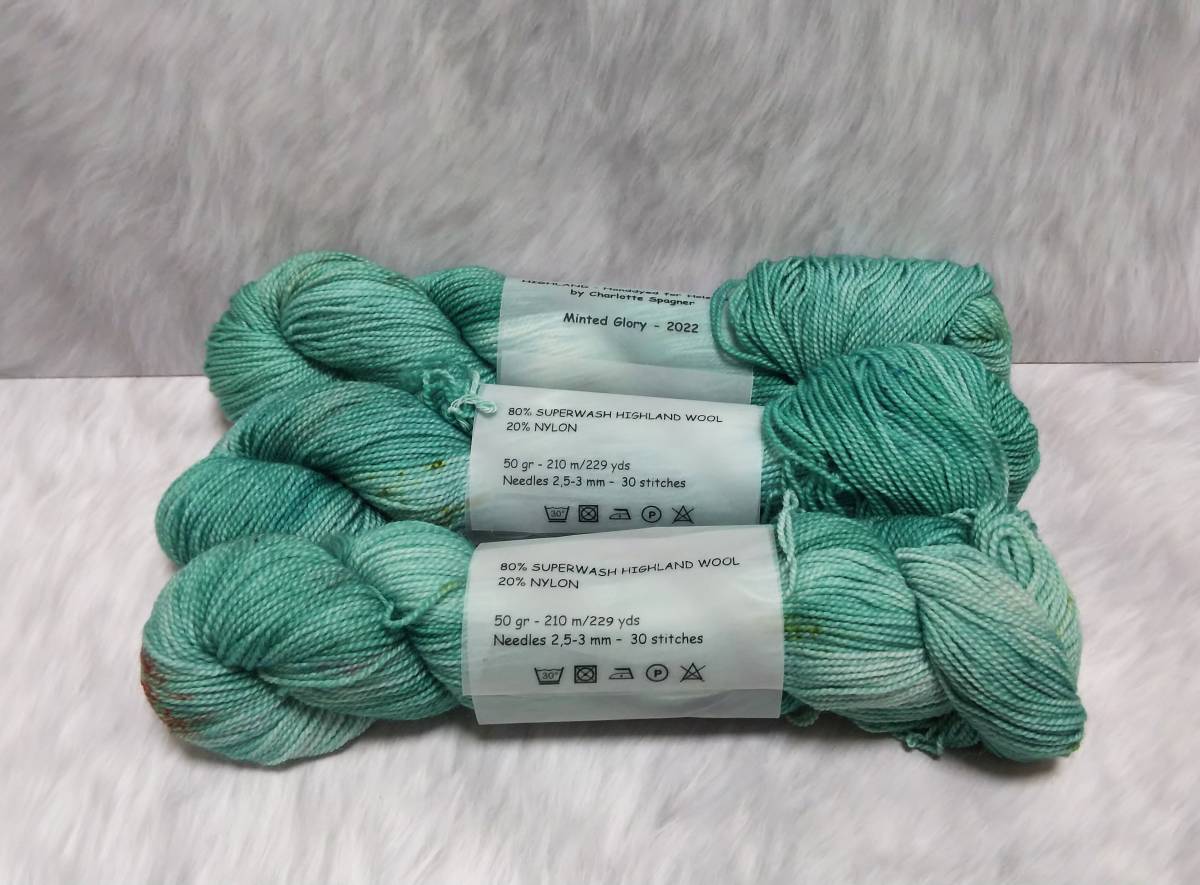 輸入 毛糸　Holst Garn　ホルストガーン　Highland　ハンドダイド　ハイランドウール80％　50g×3個セット　Minted Glory　海外_画像5