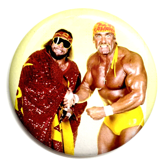 デカ缶バッジ 58mm ハルクホーガン & ランディーサベージ Hulk Hogan Macho Man Randy Savage WWE WCW ECW WWF 新日本 全日本 UWF プロレス_画像1