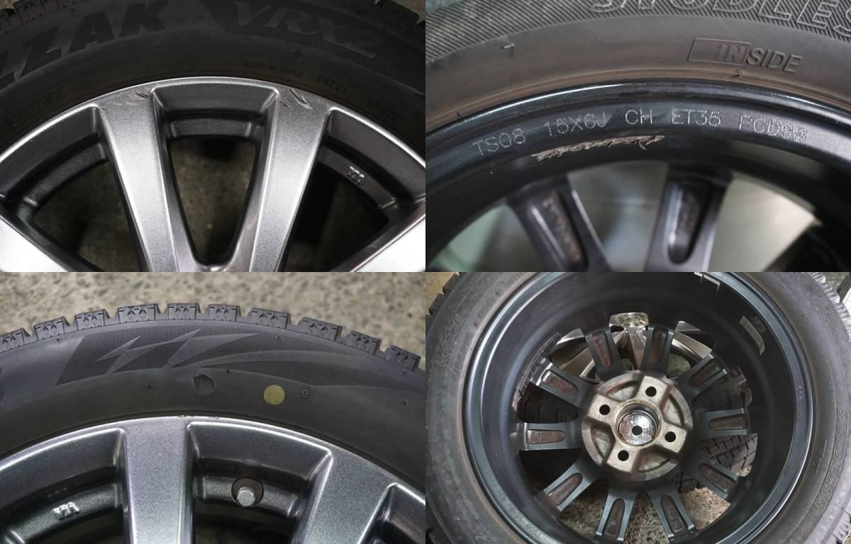 深溝８分～ 2021年製 ブリヂストン VRX2 185/55R15 Team Sparco 6J +35 PCD98 FIAT フィアット 500 パンダ 冬用 *787nの画像10