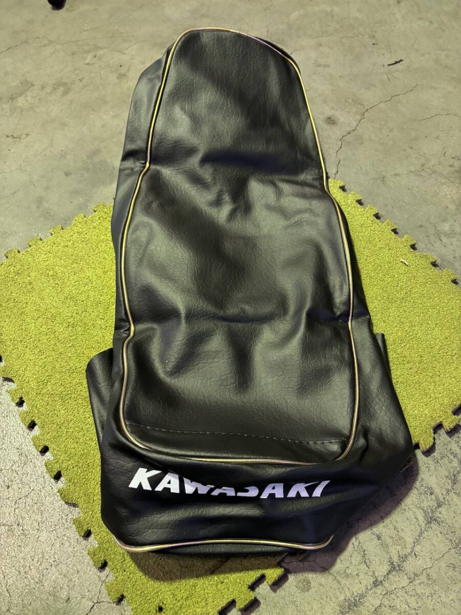 Kawasaki 500ss H1KA シートカバー　表皮　ゴールドパイピング_画像1