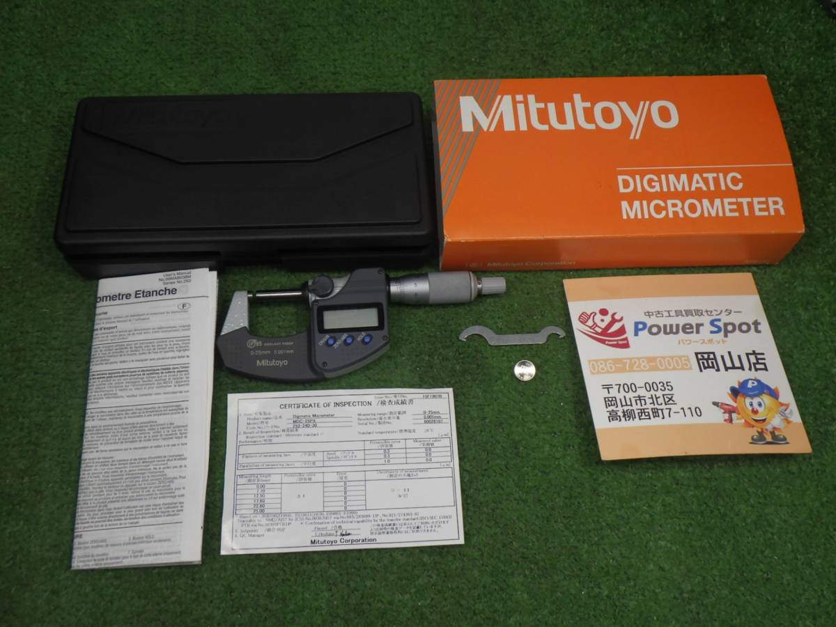 ほぼ未使用★未校正★ミツトヨ クーラントプルーフマイクロメータ MDC-25PX 293-240-30 付属品はたぶん電池切れ 現状お渡し 中古品 240127