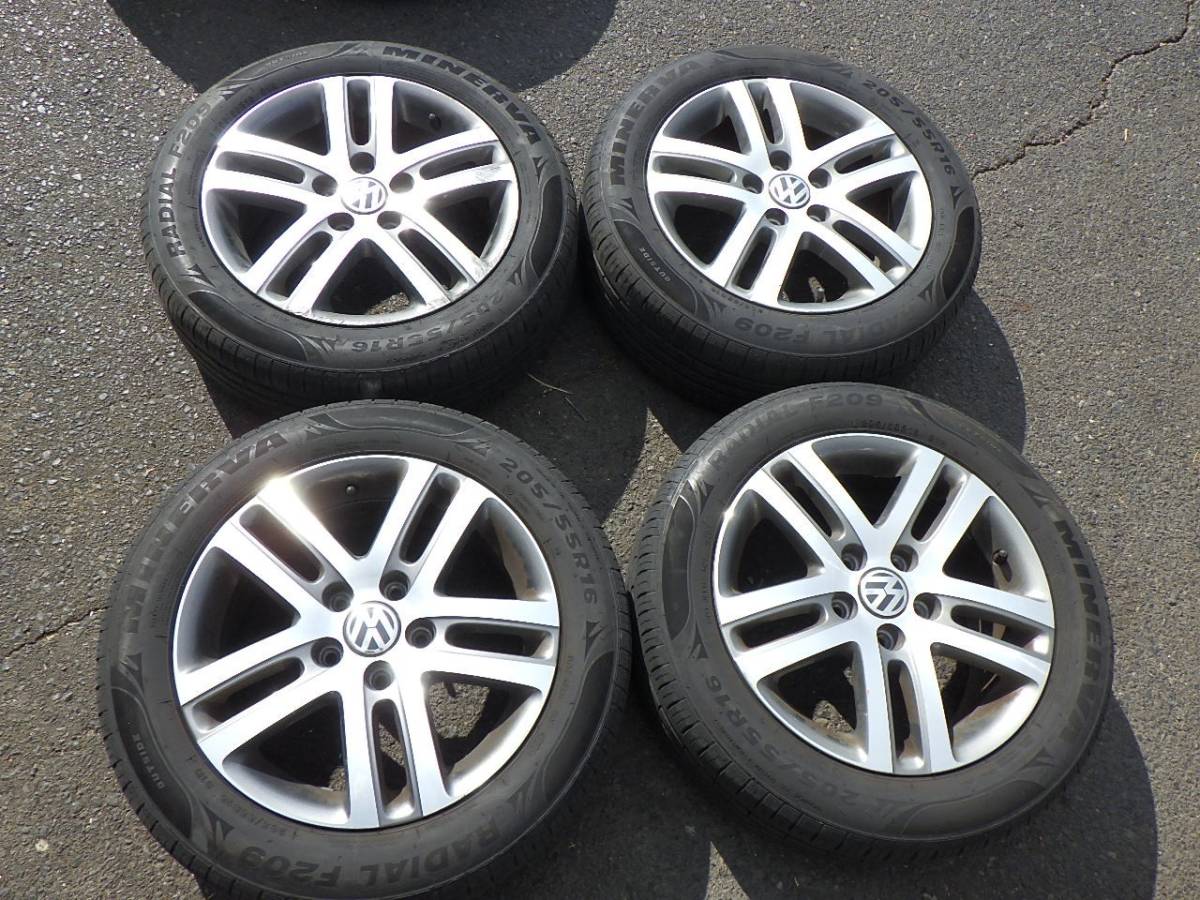 ワーゲン 純正ホイールタイヤ 4本セット 205/55R16 現物確認できます 現状渡し品 中古品 240210_画像1