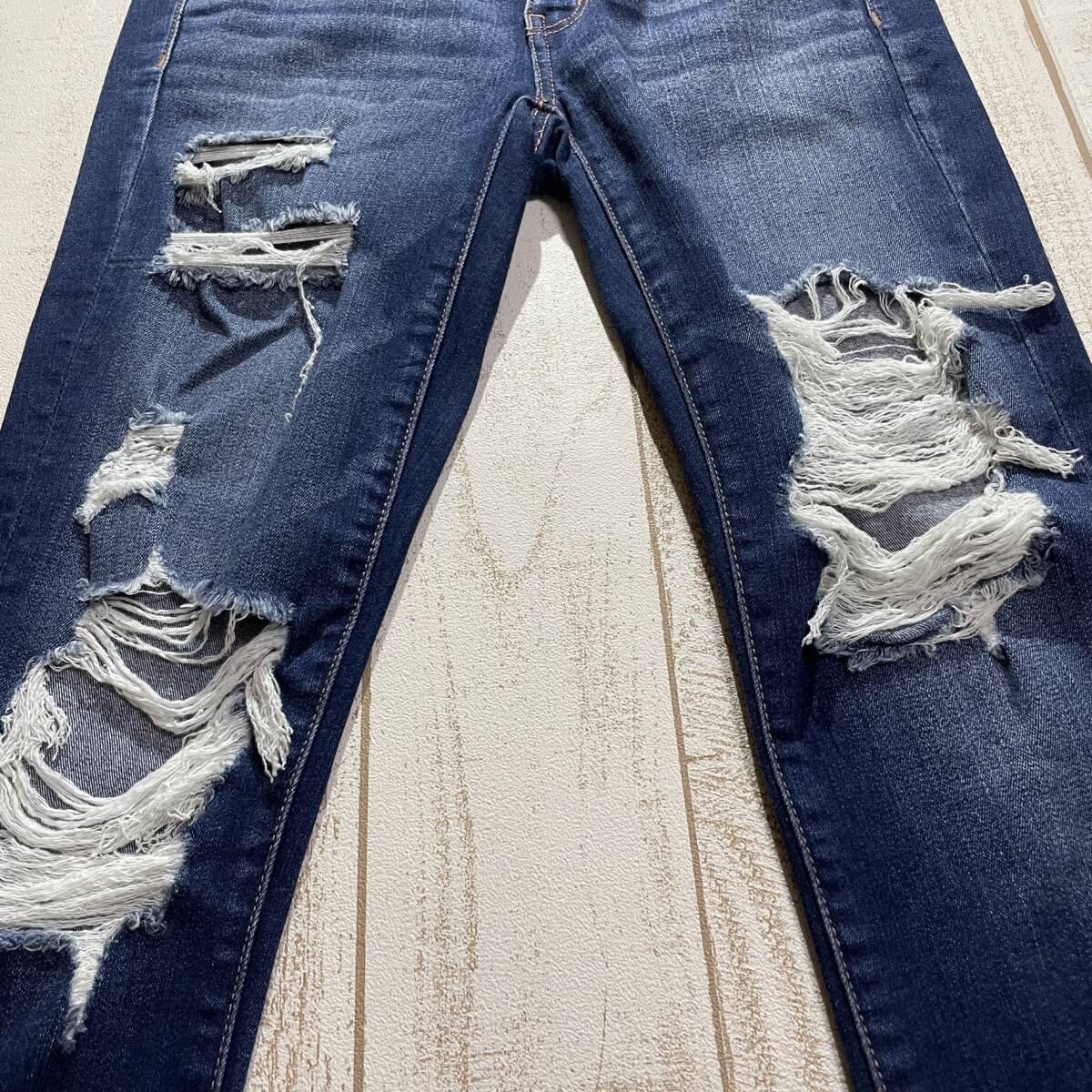 【AMERICAN EAGLE】アメリカンイーグル JEGGING ジェギング US 4 SHORT クラッシュ加工 SUPER STRETCH X_画像6